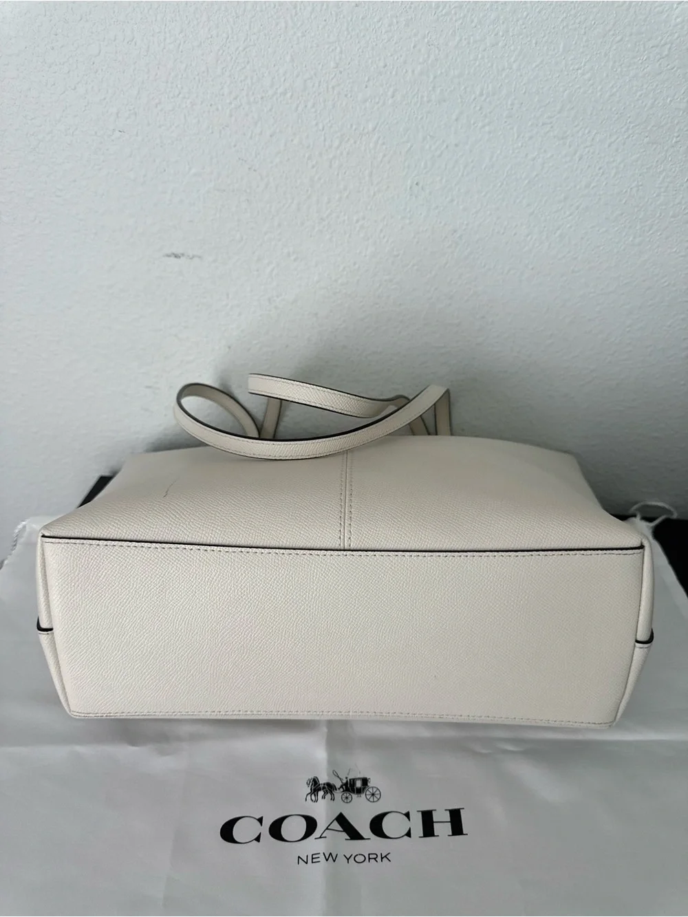 Coach Cream Leather Tote with Gold Hardware and Top Zip